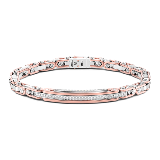 [EB868#9651] Bracciale Zancan In Oro 18Kt E Diamanti Con Targa Centrale