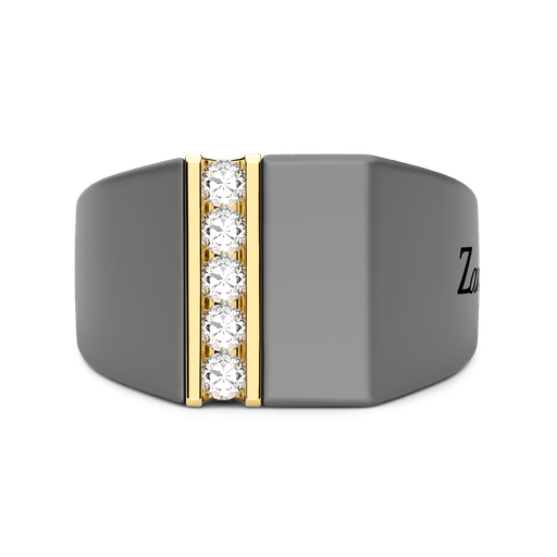 [ETA205G#9917] Zancan Ring In Titanium, 18Kt Gold, And Natural Diamonds