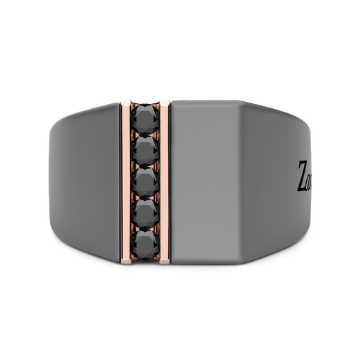 [ETA206R#9918] Zancan Ring In Titanium, 18Kt Gold, And Natural Diamonds