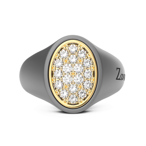 [ETA203G#9919] Zancan Ring In Titanium, 18Kt Gold, And Natural Diamonds