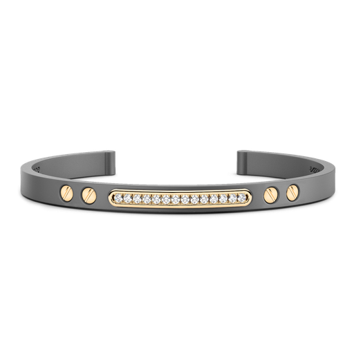 [ETB222G#9933] Zancan Titanium, 18Kt Gold & Diamond Bracelet