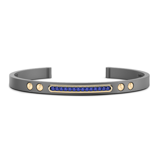 [ETB224#9935] Zancan Titanium, 18Kt Gold & Precious Stone Bracelet