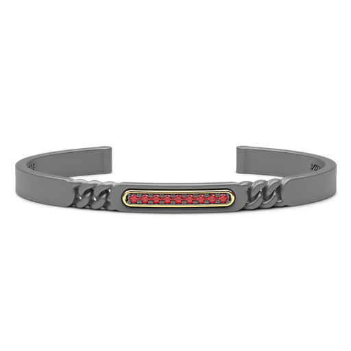 [ETB227#9936] Zancan Titanium, 18Kt Gold & Precious Stone Bracelet