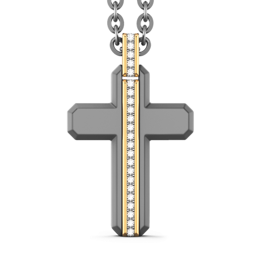 [ETC236G-55#9937] Zancan Titanium, 18Kt Gold & Diamond Necklace