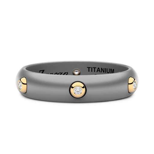 [ETA115#9942] Zancan ring in titanium, 18kt gold and diamonds