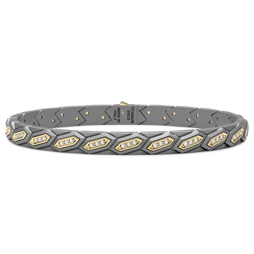 [ETB230G#9945] Zancan Titanium, 18Kt Gold & Natural Diamond Bracelet