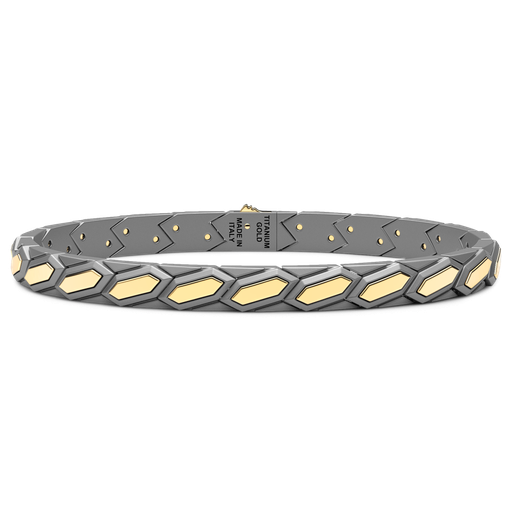 [ETB232#9947] Zancan Titanium & 18Kt Gold Bracelet