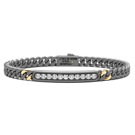[ETB237G#9948] Zancan Titanium, 18Kt Gold & Natural Diamond Bracelet