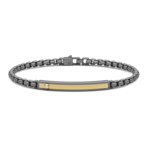 [ETB210#9953] Zancan Bracelet In Titanium And 18Kt Gold With Diamond