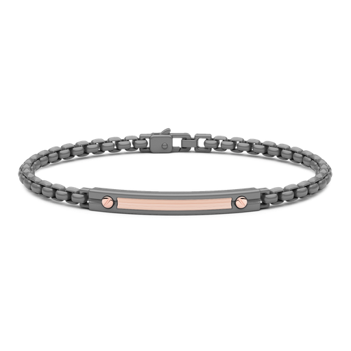 [ETB208#9954] Titanium And 18Kt Gold Bracelet With Plate