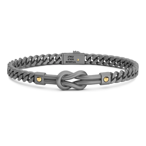 [ETB213#9956] Bracciale Zancan In Titanio E Oro 18Kt Con Nodo