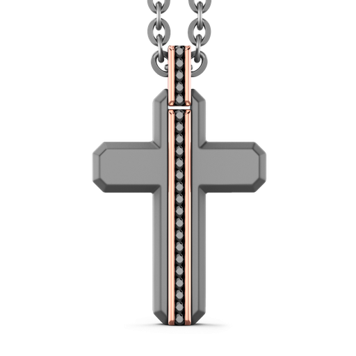 [ETC240R-55#9958] Zancan Titanium, 18Kt Gold & Diamond Necklace