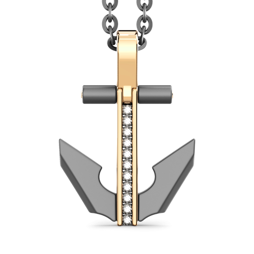 [ETC232G-55#9959] Zancan Titanium, 18Kt Gold & Diamond Necklace