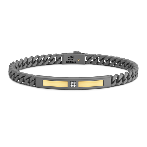 [ETB211#9964] Zancan Bracelet In Titanium And 18Kt Gold With Diamonds