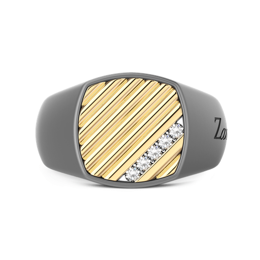 [ETA215G#9965] Zancan Ring In Titanium, 18Kt Gold, And Natural Diamonds