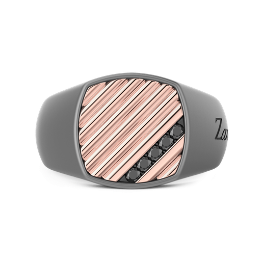 [ETA216R#9966] Zancan Ring In Titanium, 18Kt Gold, And Natural Diamonds