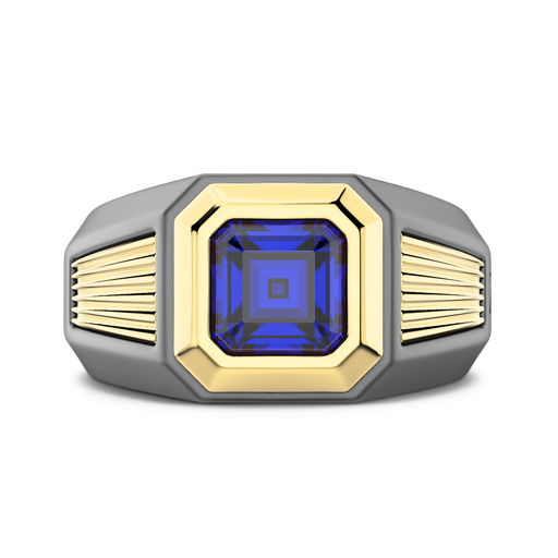 [ETA212G#9967] Zancan Titanium, 18Kt Gold & Sapphire Ring