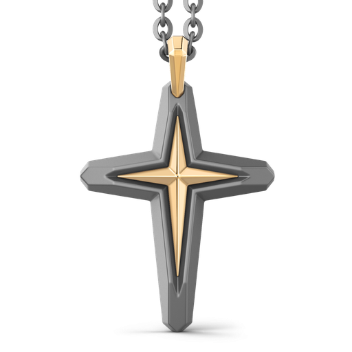 [ETC234#9975] Zancan Titanium & 18Kt Gold Necklace