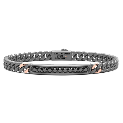 [ETB238R#9982] Zancan Titanium, 18Kt Gold & Natural Diamond Bracelet