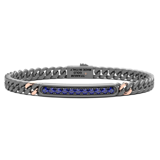 [ETB239R#9983] Zancan Bracelet In Titanium, 18Kt Gold, And Blue Sapphires