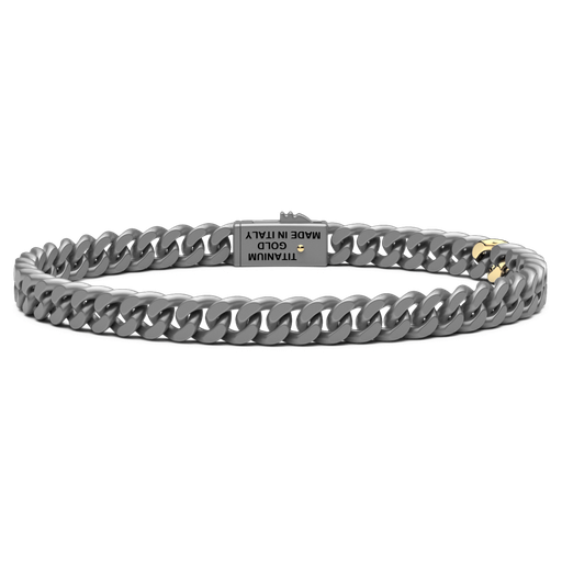 [ETB233#9995] Zancan Titanium & 18Kt Gold Bracelet