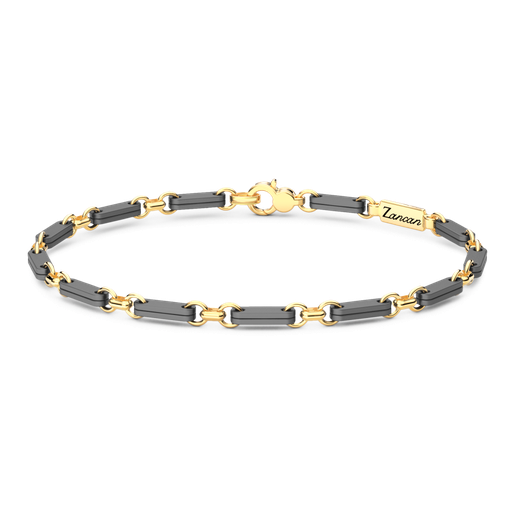 [ETB206#9997] Zancan Titanium & 18Kt Gold Bracelet